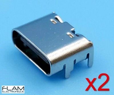 GENERIQUE 2x Connecteur à souder USB 3.1 type C femelle female connector to solder 6 pins