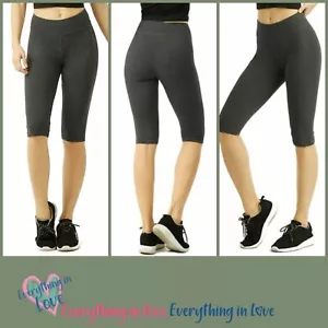 Women Soft Stretch Cotton Spandex High Waist Knee High Yoga Fitness Biker Shorts - Picture 1 of 39