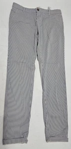 L.O.G.G. By H&M Blue Pin Striped Chino Women Size 10 (32x32) Pants Straight Leg - Picture 1 of 7