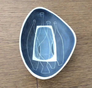 Vintage MID CENTURY MODERN RAYMOR BITOSSI FLAVIA LONDI BLUE BOTTLES BOWL ITALY - Picture 1 of 4