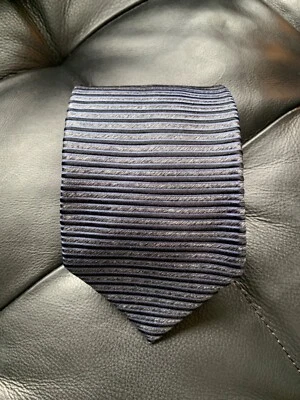 Corbata Corneliani Horizontal Rayas Seda Azul/Gris Hecha en Italia 3.5"x59.5" Foto 1 de 4