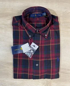 NWT Polo Ralph Lauren Mens Shirt Red Blue XS Plaid Long Sleeve Button Up - Picture 1 of 7