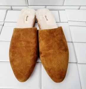 Madewell The Kasey Ladies Tan Suede Mule Slides Low Wedge Heel Real Australian - Picture 1 of 8