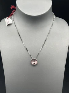BACCARAT Rose Pink L'illustre Small Octagon Crystal Pendant Sterling Necklace - Picture 1 of 5