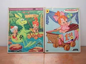 VTG 1963 Flintstones Frame Tray Puzzle x2 Hanna-Barbera’s #4453 Pebbles USA - Picture 1 of 18