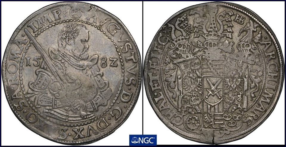 1582-HB SAXONY AUGUST I SILVER TALER DAV-9798 KM-MB-208 SCHNEE-722 NGC XF-45 - Image 1 of 4