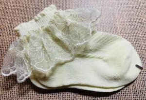 Calcetines con volantes de encaje transparente marfil para niñas 3-12 meses - Imagen 1 de 1