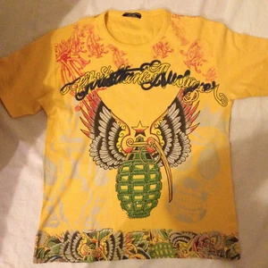 CHRISTIAN AUDIGIER DESIGNER T-SHIRT RHINESTONE GRENADE GUN DESIGN SIZE L RARE - Picture 1 of 12