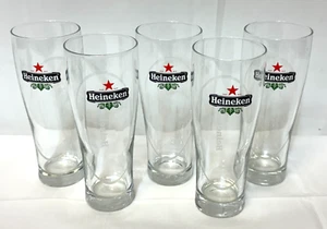 Set Of 5 Vintage HEINEKEN European Beer Drinkware Glass Pilsner Barware - Picture 1 of 8
