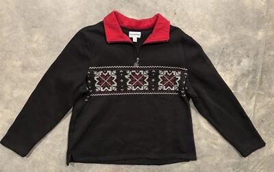 Moletom Breckenridge 1/4 zíper Natal inverno flocos de neve feminino grande preto - Imagem 1 de 4
