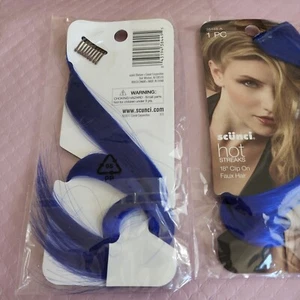 Scunci Hot Streaks 18" Clip On Faux Hair Strands BLUE BRAND NEW - Picture 1 of 1