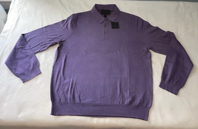 Мужской хлопковый шелковый пуловер Jos A Bank Reserve XL с воротником тонкий вязаный свитер фиолетовый - Изображение 1 из 4