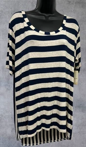 MISIA Blue Cream Striped Tee Shirt Top Tunic NEW Size 1X NWT - Picture 1 of 7