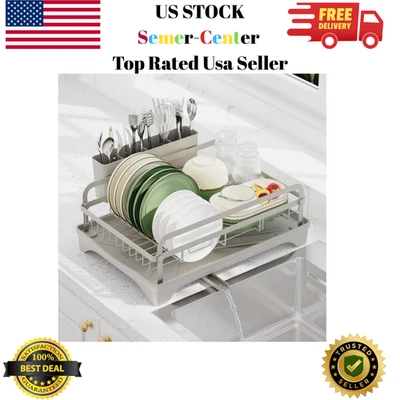 Estante de secado de platos - Estante para platos que ahorra espacio, Estantes para platos para mostrador de cocina con Dr Foto 1 de 4
