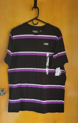 Nueva Camiseta Neff Classic Crew XL Blanca Rayas Manga Corta Para Hombre Negra Púrpura  Foto 1 de 3