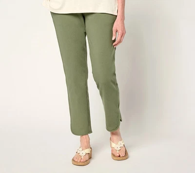 Pantalón al tobillo Denim Co Active Duo elástico pierna recta-Oliva oscuro-Pequeño mediano-A692788 Foto 1 de 2