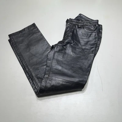 Pantalones de moto vintage de cuero negro Gap forrados de tiro alto talla: 1 Foto 1 de 4