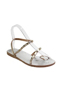 Ancient Greek Sandals Womens Metallic Screw Studded Sandals Gold Leather Size 36 - Picture 1 of 6