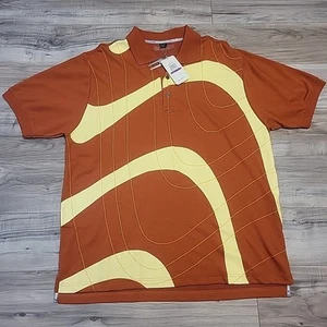 Oakley Wave Golf Poloshirt Herren XXL Rostgelb Colorblock AOP Design Preppy - Bild 1 von 16