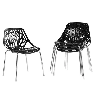 Silla de comedor estilo nido de pájaro negra negra 4 piezas Foto 1 de 4