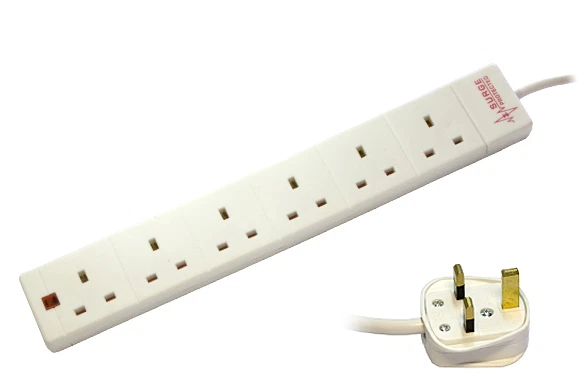 6 Way Anti Surge Spike Power Strip Protector Adaptor 2M - SENT TODAY - Image 1 of 1