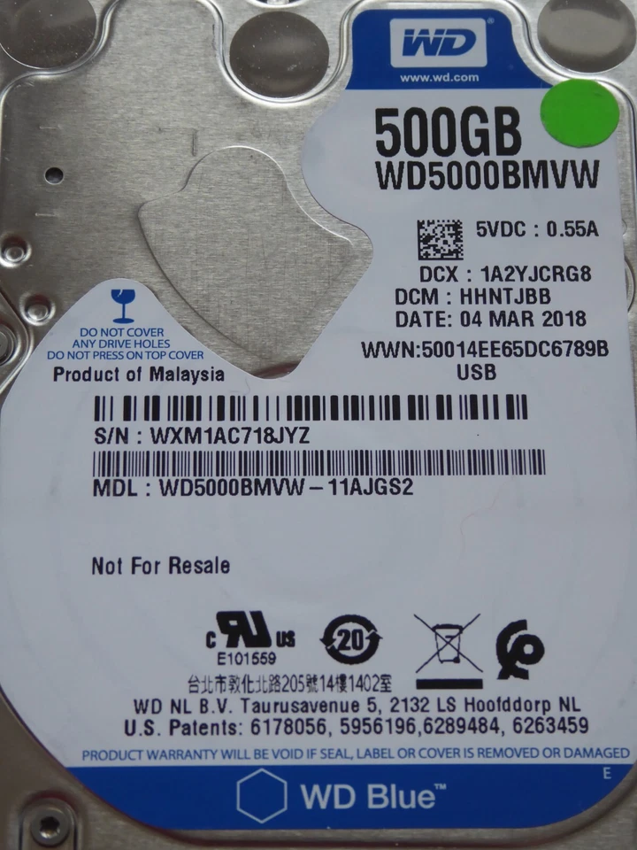 WD5000BMVW-11AJGS2 DCM: HHNTJBB Western Digital WD 500GB - Bild 1 von 1
