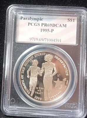 1995-P PCGS PR69DCAM PARALYMPIC COMMEMORATIVE SILVER DOLLAR. -#SL0036 - Image 1 of 2