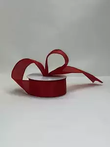 Cinta de satén rojo, Día de San Valentín, cinta roja con cable, rollo de 1,5" de ancho x 10 yardas - Imagen 1 de 1