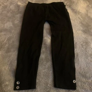 Girls One Size 4-6X  One Step Up Solid Black Cropped Nylon Leggings New  - Picture 1 of 4