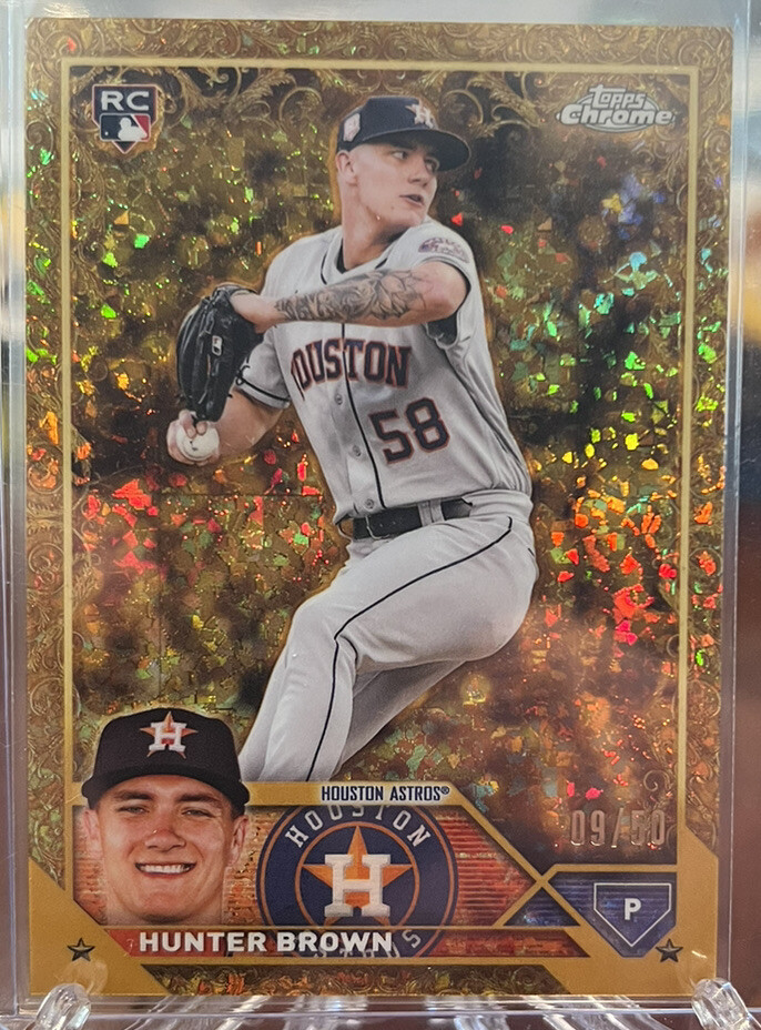 🔥HUNTER BROWN 2023 Topps Gilded Rookie Mini Diamond Gold Etch #9/50 ASTROS🔥
