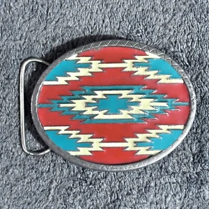 Vintage Belt Buckle Native American Eagle Southwestern Aztec Navajo USA Pewter - Picture 1 of 4