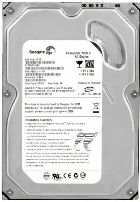 Hard Drive Seagate Barracuda 7200.9 ST3808110AS 80GB SATA II 7200RPM 8MB 3.5'' - Image 1 of 3