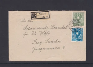 Portorichtiger Auslandsbrief in die CSSR mit Wappen Ausgabe - Picture 1 of 3