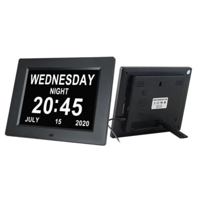 Digital 8" Großer Kalender Tag Uhr Schrift Elektronischer Wecker für Senioren - Bild 1 von 4
