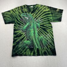 Vintage Rainforest Cafe Green Tie Dye Lizard Iguana T Shirt Large Double Sided