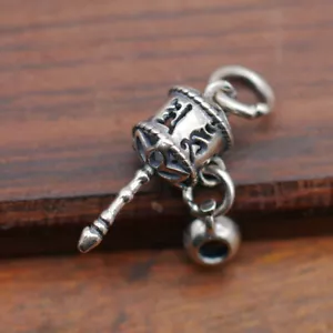 Colgante pequeño dije rueda de oración mantra budista Om Ohm plata esterlina A5213 - Imagen 1 de 25