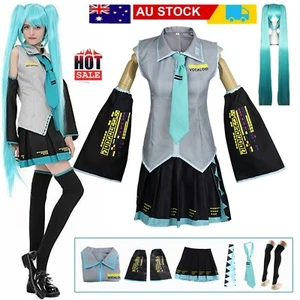Anime Hatsune Miku Vocaloid Hatsune Cosplay Costume Uniform Dress Party Outfits - Picture 1 of 22