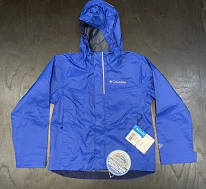 New Columbia Road To Rain Waterproof Breathable Omni-tech Hooded Blue Jacket - Picture 1 of 6