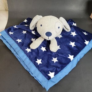 SECURITY Blanket CLOUD ISLAND Puppy Dog GRAY Navy Blue White Star Large Lovey - Picture 1 of 9