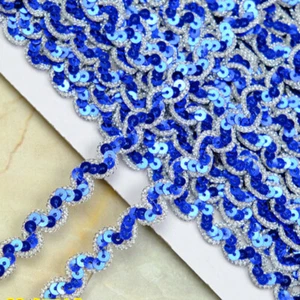 13 Meters Wave Sequin Edging Ribbon Trimmings Decor Clothes Crafts Retro - Picture 1 of 15