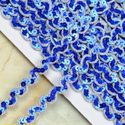 13M Retro Wave Sequin Edging Ribbon Trimmings Decor Clothes Sewing Trim Crafts - Image 1 of 4