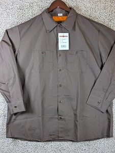 Work Ready MS14 Button Up Work Shirt Mens 2xl Long Sleeve Brown NWT - Picture 1 of 8