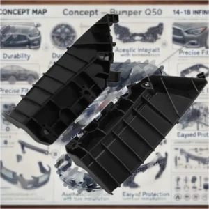 Black Front Bumper Stiffener Bracket Left &Right For Infiniti Q50 2014-2022 2018 - Picture 1 of 19