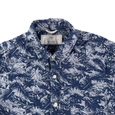 Rogue Territory Shirt Men's Large Fits Medium Blue Floral Japanese Flannel - Image 1 of 4