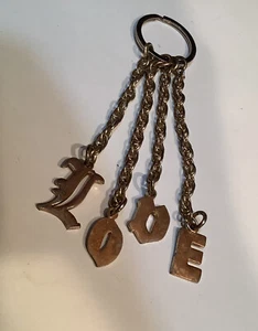 Vintage 1980’s Keychain Unique LOVE 4 Gold Tone Letters & Chains Dangling L@@K ! - Picture 1 of 7