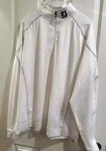 Men's FootJoy Long Sleeve Shirt, 1/2 Zip Performance Golf Pullover Large, White - Picture 1 of 7
