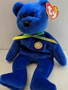 TY Beanie Baby Raro Ritirato Originale Incontaminato Ottime Condizioni 1998 Clubby Blu - Foto 1 di 5