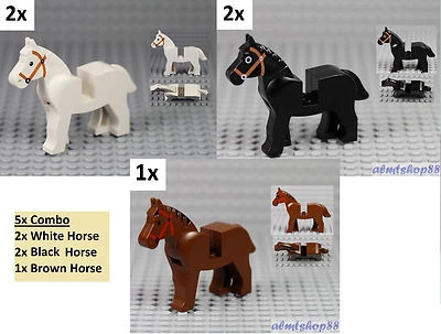LEGO - Horses Combo Lot - Black White Brown Animal Farm Castle Knight Bulk Army  - Image 1 of 2