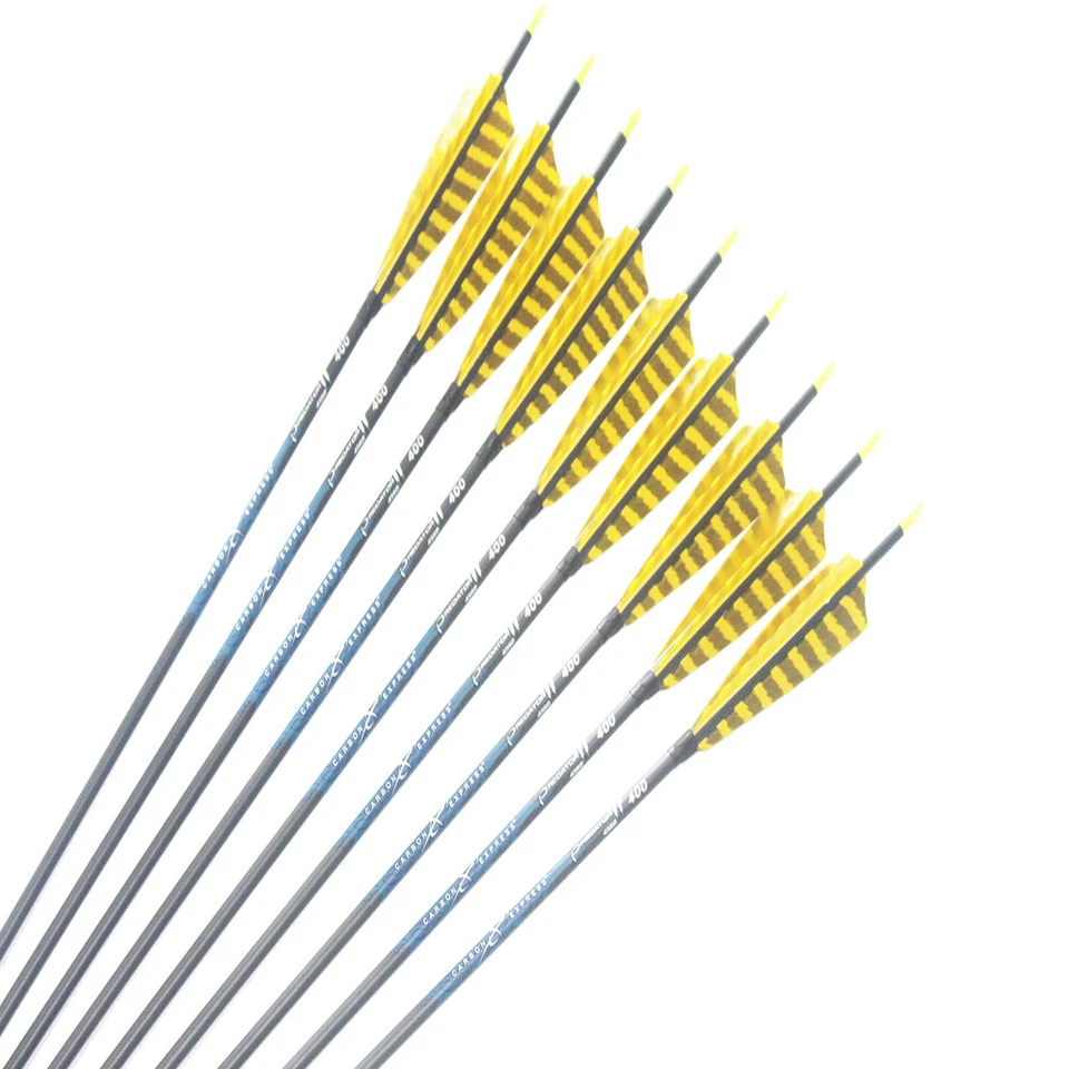12pcs Carbon Express  Arrows Spine300-600 5"Turkey feather traditional bow  - Image 1 of 4