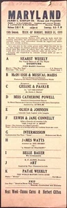 31 de marzo de 1919 Maryland Theater Schedule Hearst Weekly James Watts Belle Baker - Imagen 1 de 2